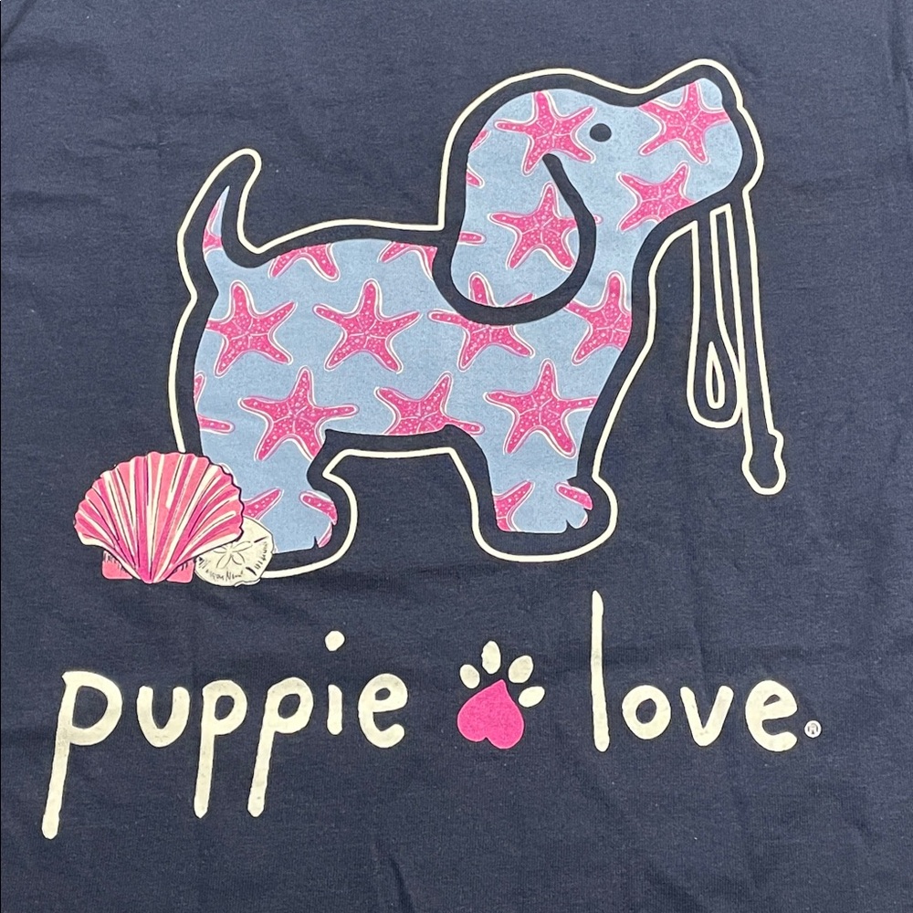 Puppie Love Starfish Shell Sand Dollar Ocean Short Sleeve Shirt Small NWT